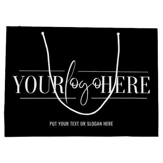 ビジネスプロモカスタムーションのロゴミニマリストブラック ラージペーパーバッグ (裏面)