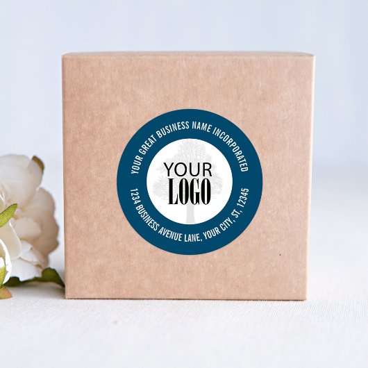 ビジネスプロモーションのロゴを青で追加 ラウンドシール