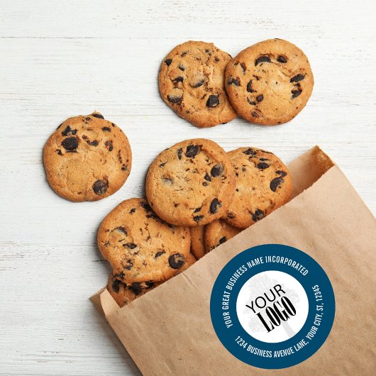 ビジネスプロモーションのロゴを青で追加 ラウンドシール