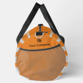 ビジネスプロモーションのロゴ名ストライプのグレーオレンジ ダッフルバッグ (右)