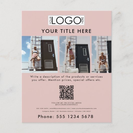 ビジネスプロモーション美しいファッションモデルピンク チラシ (正面)