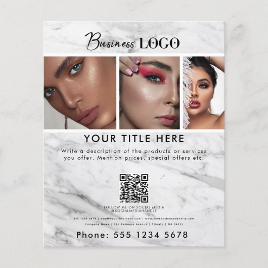 ビジネスプロモーション美しいヘアネイルサロン大理石 チラシ (正面)