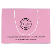 ビジネスプロモーション |ロゴカスタムピンクの背景 ラージペーパーバッグ (正面)