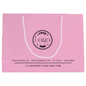 ビジネスプロモーション |ロゴカスタムピンクの背景 ラージペーパーバッグ (裏面)