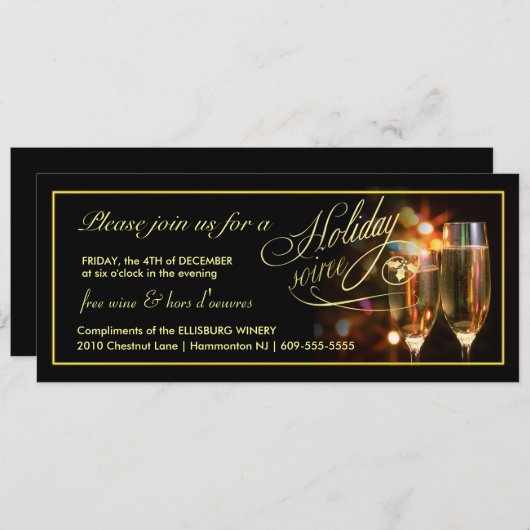 ビジネスホリエレガントデーパーティ招待状 招待状 (正面/裏面)