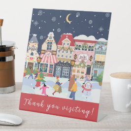 ビジネスホリディクリスマスタウンウィムシーサンキュー 台座サイン