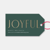 ビジネスホリデージョイフルシンプルグリーンと金ゴールド ギフトタグ (正面(横))