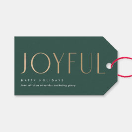 ビジネスホリデージョイフルシンプルグリーンと金ゴールド ギフトタグ