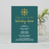 ビジネスホリデー応援パーティーモダン – スノーフレーク 箔招待状 (立ち正面)