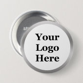 ビジネスホワイトブラシ仕上げメタルあなたのロゴをここに見る 缶バッジ (正面&裏面)