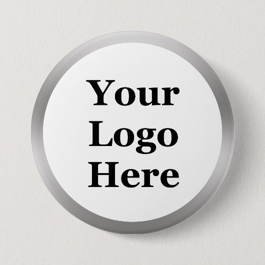 ビジネスホワイトブラシ仕上げメタルあなたのロゴをここに見る 缶バッジ (正面)