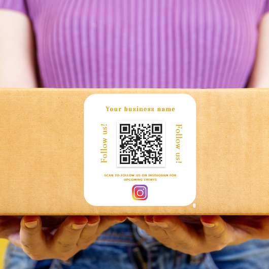 ビジネスホワイト金ゴールドqrコード商業メディアインスタンス スクエアシール