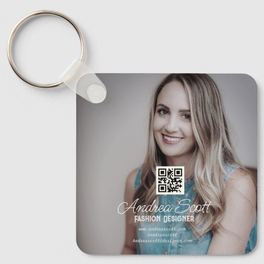 ビジネスボスの追加フォト名q r rコード文字 キーホルダー (正面)