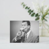 ビジネスマンがビールを飲む ポストカード (スタンド正面)