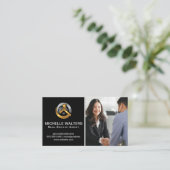 ビジネスマンが握手 名刺 (スタンド正面)