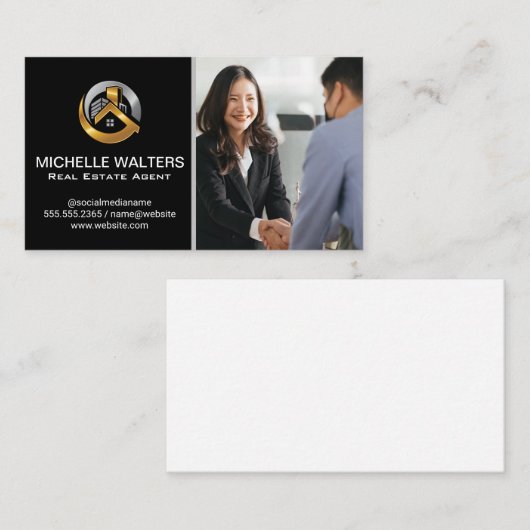 ビジネスマンが握手 名刺 (正面/裏面)