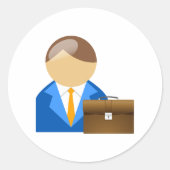 ビジネスマンとブリーフケースのシール ラウンドシール (正面)