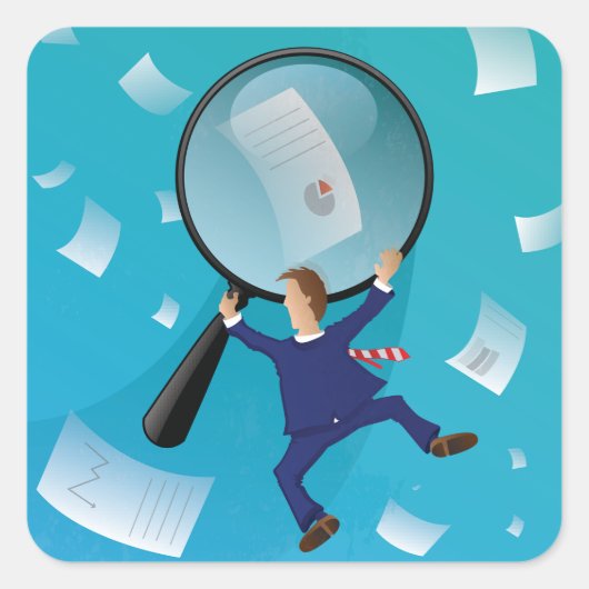 ビジネスマンと紙 スクエアシール (正面)