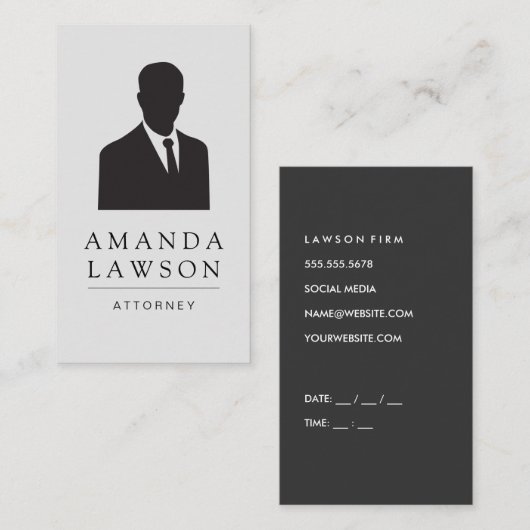 ビジネスマンのスーツとネクタイ 予約カード (正面/裏面)