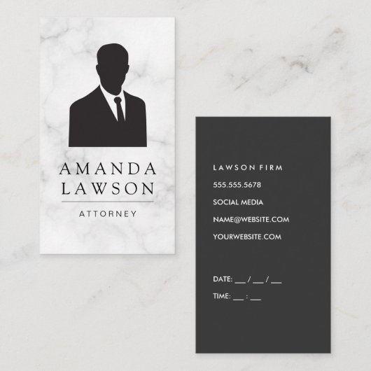 ビジネスマンのスーツとネクタイ/大理石 予約カード (正面/裏面)