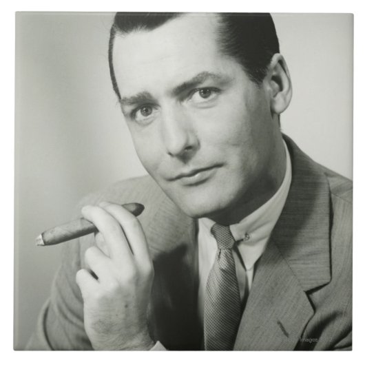 ビジネスマンの喫煙のシガー タイル (正面)