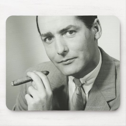 ビジネスマンの喫煙のシガー マウスパッド (正面)