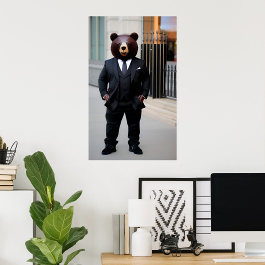 ビジネスマンはスーツを着ている ポスター (ホームオフィス)