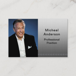 ビジネスマンプロフェッショナルモダンフォトブラックシルバー 名刺