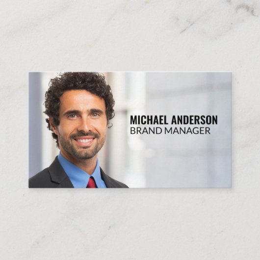 ビジネスマンポートレート | 写真カスタムの追加 名刺 (正面)