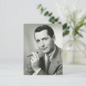 ビジネスマン喫煙葉巻 ポストカード (スタンド正面)