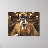 ビジネスマン教授みたいなスーツを着たかわいい犬 キャンバスプリント (正面)