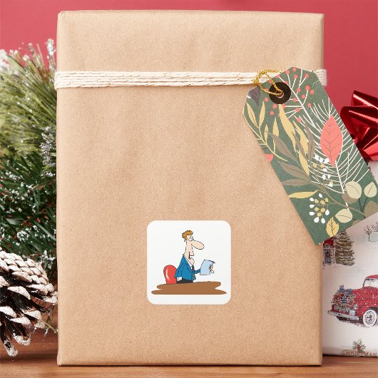 ビジネスマン読ステッカー スクエアシール