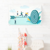 ビジネスマン走はゴールに対して 横断幕 (インサイチュ)