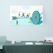 ビジネスマン走はゴールに対して 横断幕 (トレードショー)