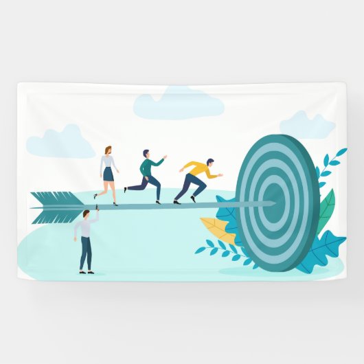 ビジネスマン走はゴールに対して 横断幕 (横)