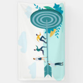 ビジネスマン走はゴールに対して 横断幕 (縦)