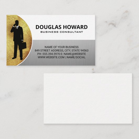 ビジネスマン | Golden Silver White名刺 名刺 (正面/裏面)