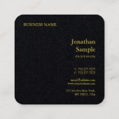 ビジネスミニマリストプレミアムブラック金ゴールド文字モダン スクエア名刺 (裏面)