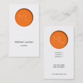 ビジネスミニマルモダンカードオレンジ色の円 名刺 (正面/裏面)