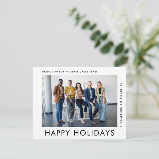 ビジネスミニマルモダン写真のクリ企業のスマス シーズンカード (スタンド正面)