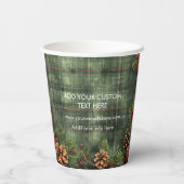 ビジネスミニマルロゴクリスマスホリデープレイド 紙コップ (裏面)