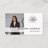 ビジネスミニマルロゴプロフェッショナル写真QRコード 名刺 (正面)