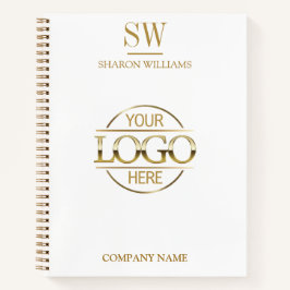 ビジネスミニマルロゴホワイト金ゴールドモノグラムイニシャル ノートブック