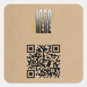 ビジネスミニマルロゴ付き茶色のQRコード スクエアシール (正面)