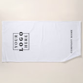 ビジネスミニマルロゴ会社名ブランドホワイト ビーチタオル (正面)