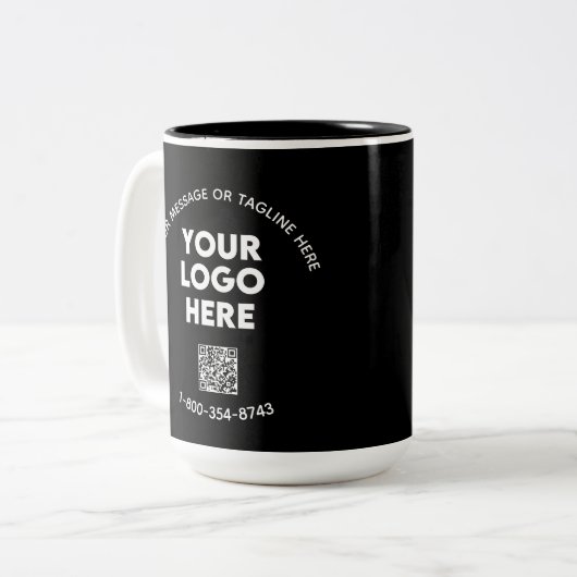 ビジネスメッセーカスタムジロゴQRコード ツートーンマグカップ (正面左)