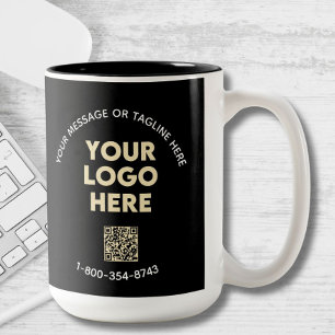 ビジネスメッセーカスタムジロゴQRコード ツートーンマグカップ