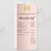 ビジネスメニュー価格表バラ金ゴールド 招待状 (正面)