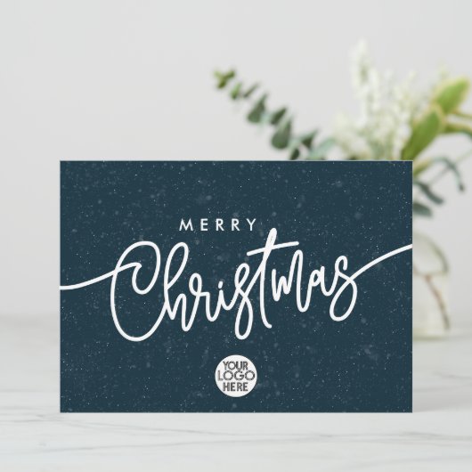 ビジネスメリークリスマススクリプト会社のロゴ雪 シーズンカード (スタンド正面)