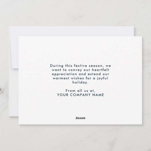 ビジネスメリークリスマススクリプト会社のロゴ雪 シーズンカード (裏面)